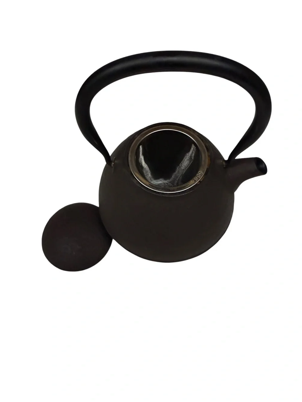 Vintage Japanese Style Cast Iron Tea Kettle Tetsubin- Rustic Brown Black 4x4in